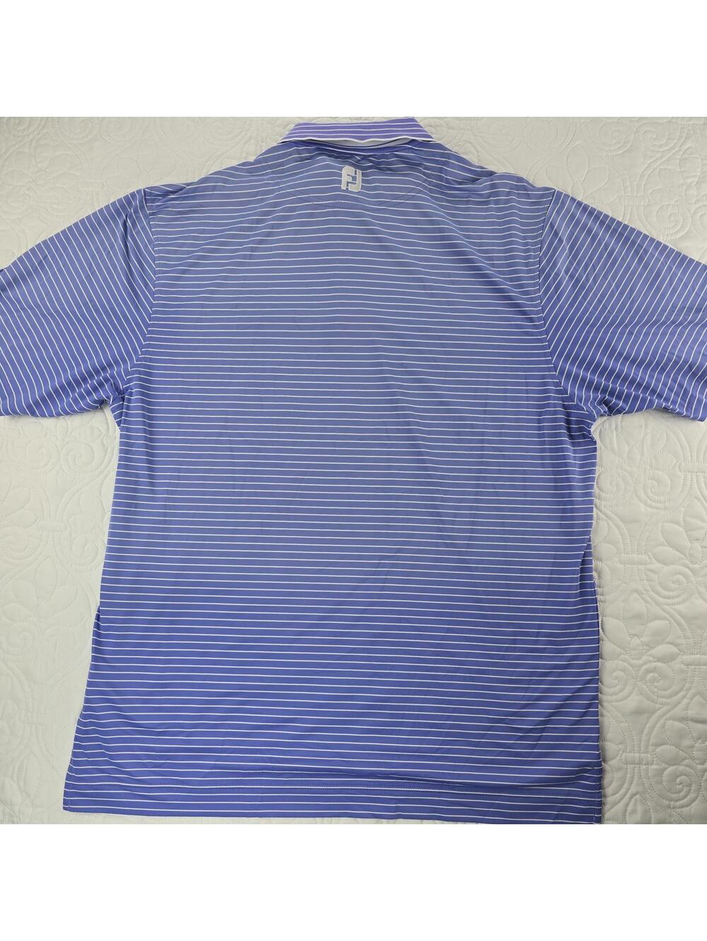 FootJoy Men's Striped Lisle Golf Polo Shirt in purple/white Size XL. - Picture 6 of 9